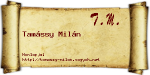 Tamássy Milán névjegykártya